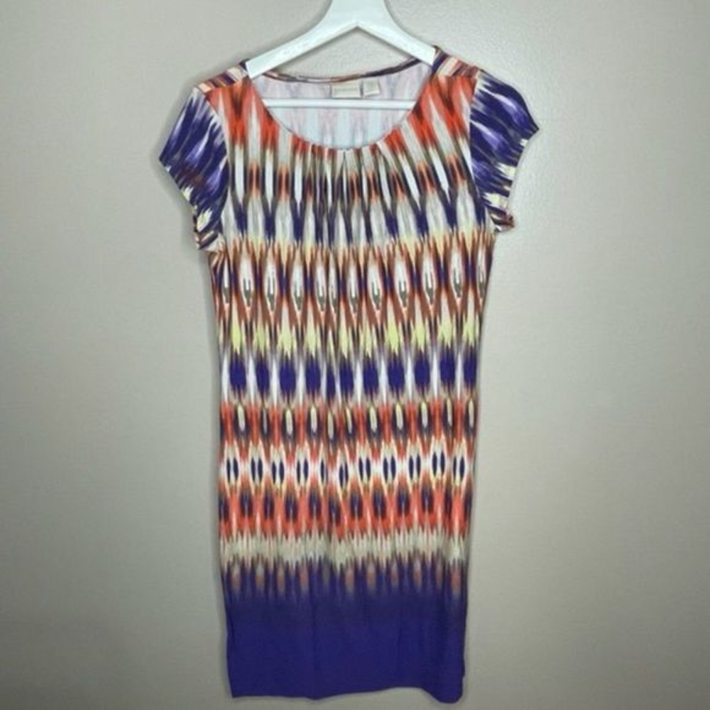 Chico's Purple Orange Short‎ Sleeve Dress